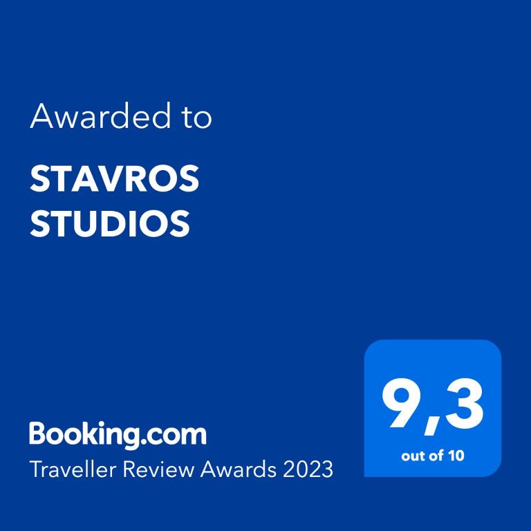 Certifikát, hodnocení, plakát nebo jiný dokument vystavený v ubytování STAVROS STUDIOS