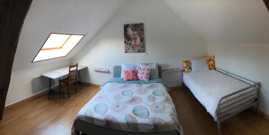 Postel nebo postele na pokoji v ubytování Gite Sologne