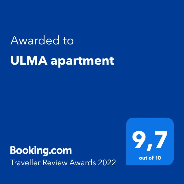 Certifikát, ocenenie alebo iný dokument vystavený v ubytovaní ULMA apartment