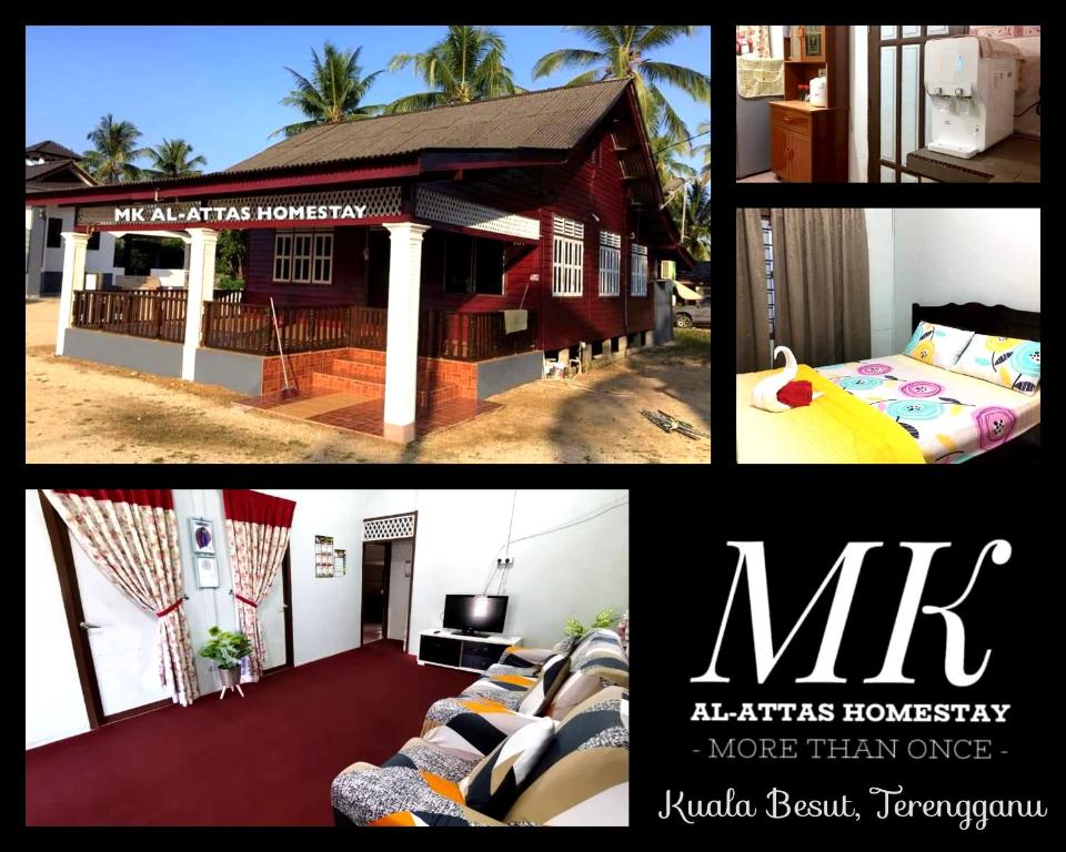 a collage of pictures of a house with a bed at MK AL-ATTAS HOMESTAY - KUALA BESUT in Kampong Nail