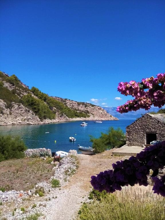 a view of a lake with boats in the water at House Peacefull Relax in Zastražišće