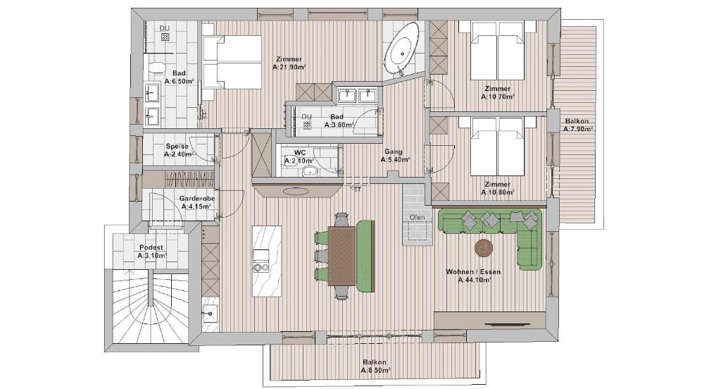 Půdorys ubytování Löberbauer, Ferienwohnung