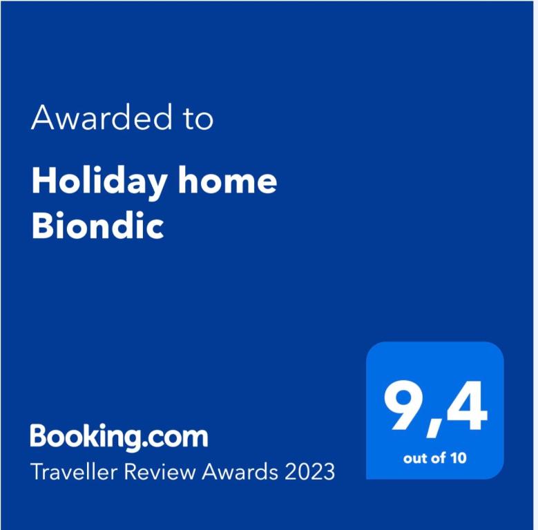 Certifikát, hodnocení, plakát nebo jiný dokument vystavený v ubytování Holiday home Biondic