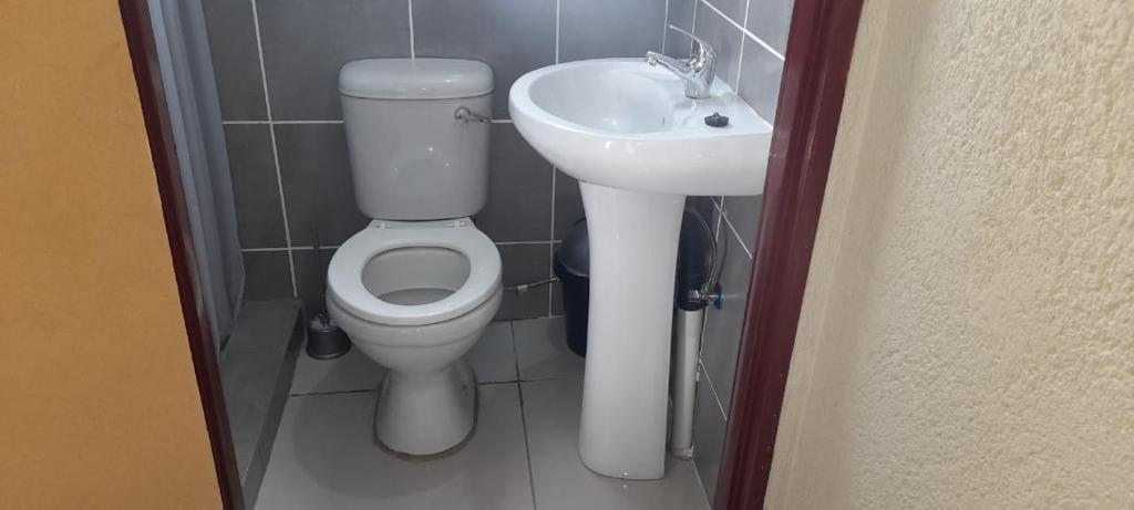 a bathroom with a toilet and a sink at 2NIGHTS GUEST HOUSE in Mokopane