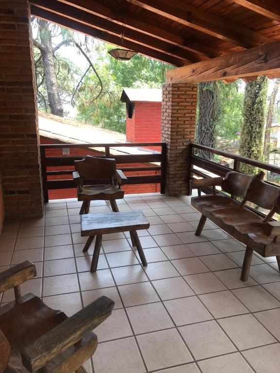 Balkón nebo terasa v ubytování Cabañas Lupita
