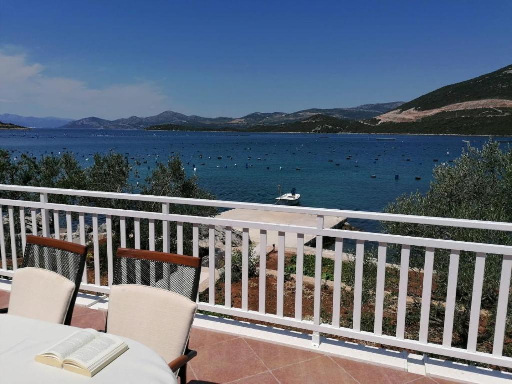 a balcony with a view of a body of water at Beach apartments Seahorse and Seastar, Pelješac peninsula in Putniković