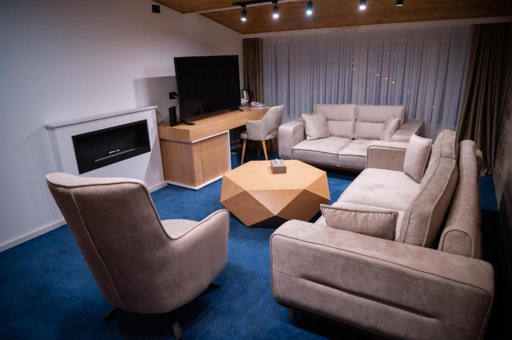 Televiisor ja/või meelelahutuskeskus majutusasutuses Hotel Borovi Forest Resort & Spa