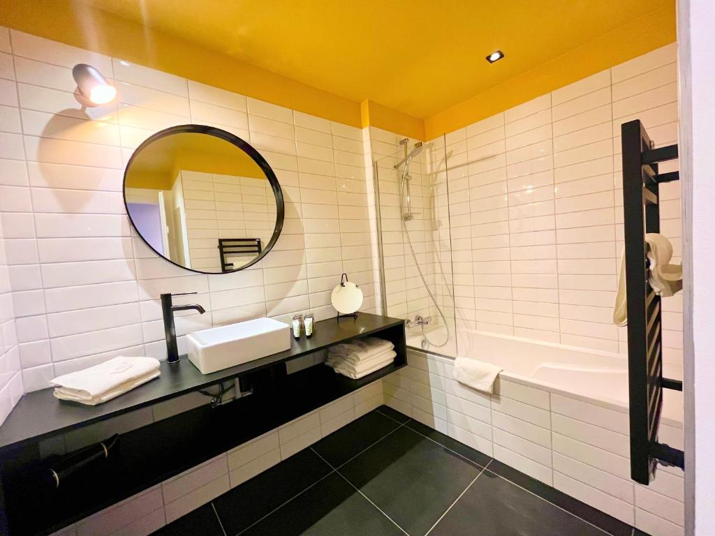 Koupelna v ubytování Hôtel Restaurant Vaillant proche Europapark Rulantica