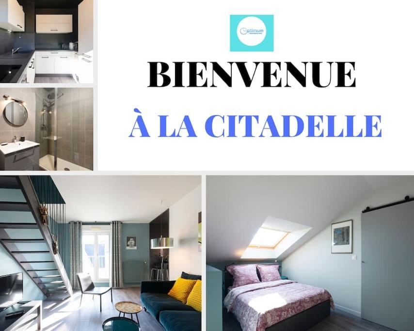un collage de fotos de un dormitorio y una sala de estar en La Citadelle, en Nancy