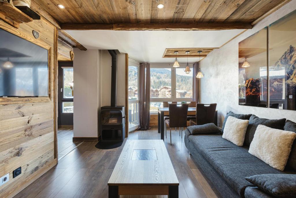 Posezení v ubytování Modern Apartment Next to Ski lift Prarion