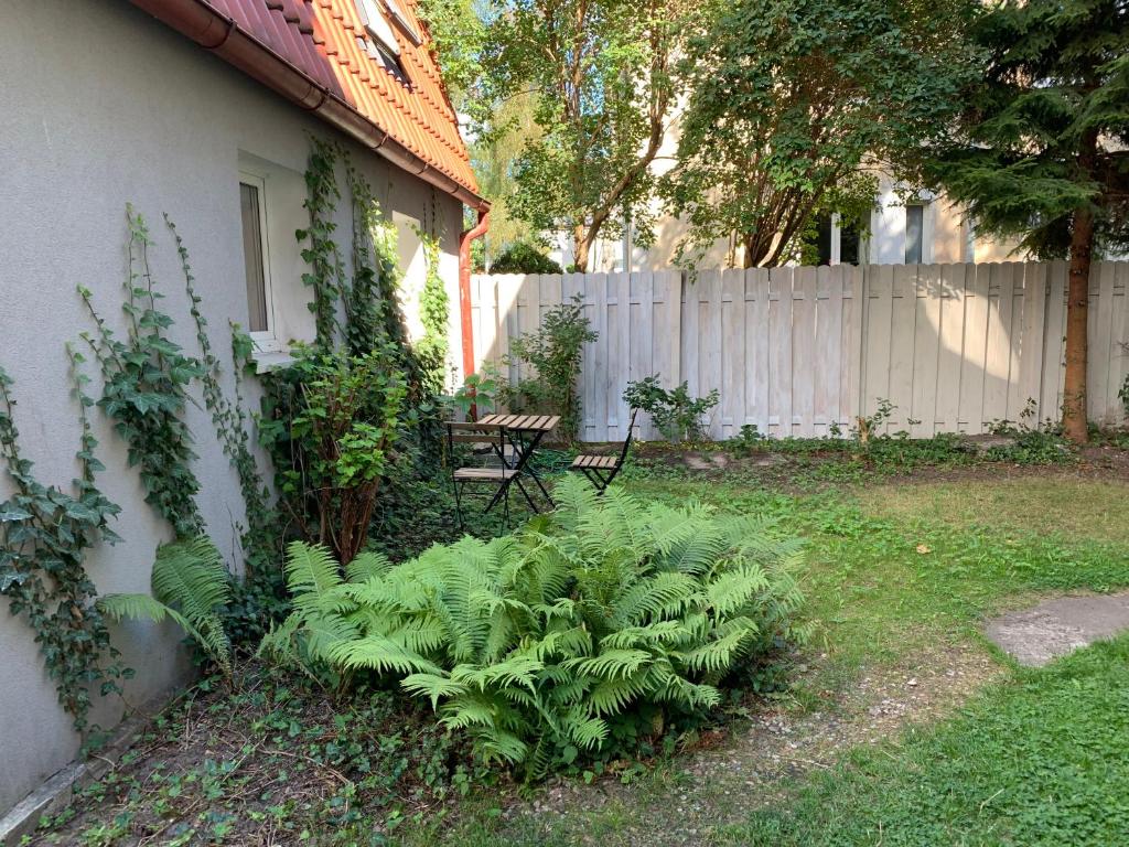 Vonkajšia záhrada v ubytovaní Apartament na poddaszu
