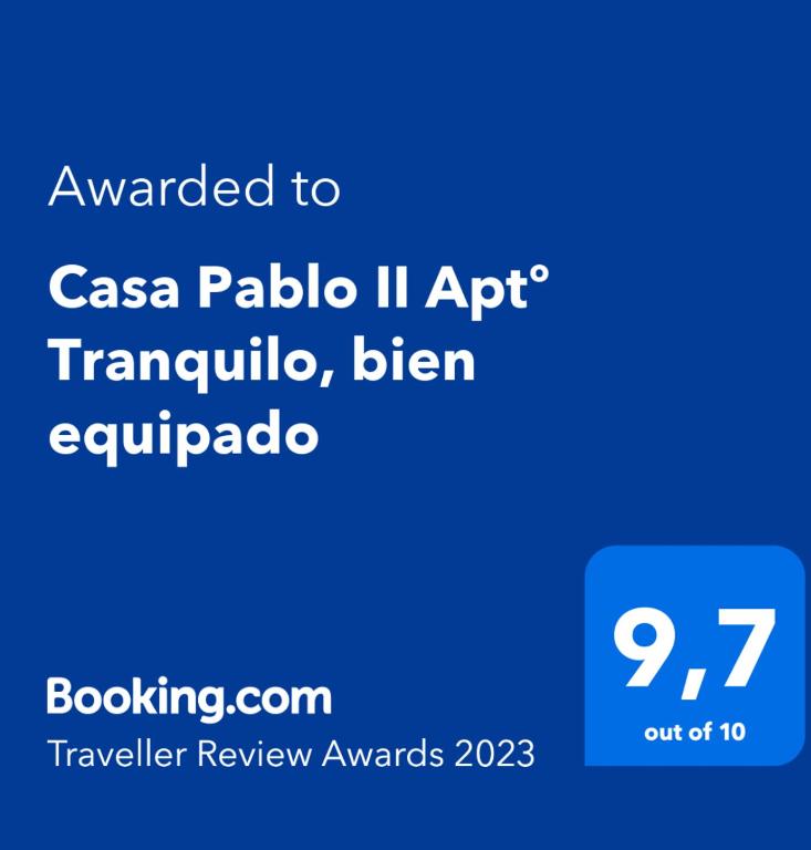 Certifikát, hodnocení, plakát nebo jiný dokument vystavený v ubytování Casa Pablo II Aptº Tranquilo, a cinco minutos del Puerto de la Cruz