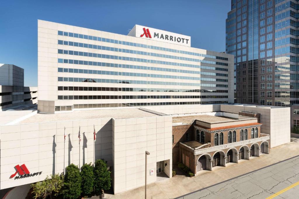 a view of a marriott building in a city at Marriott Greensboro Downtown in Greensboro