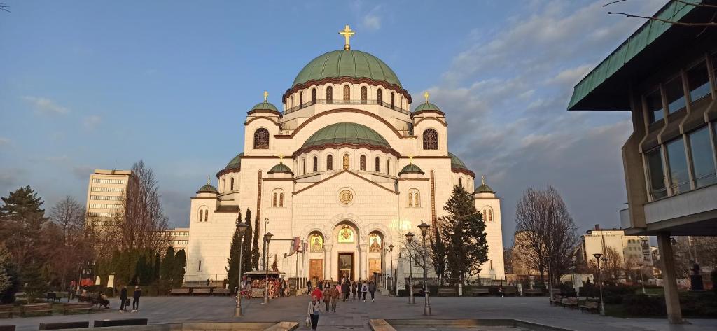 a large building with a cross on top of it at Belgrade St Sava Temple Hram in Belgrade