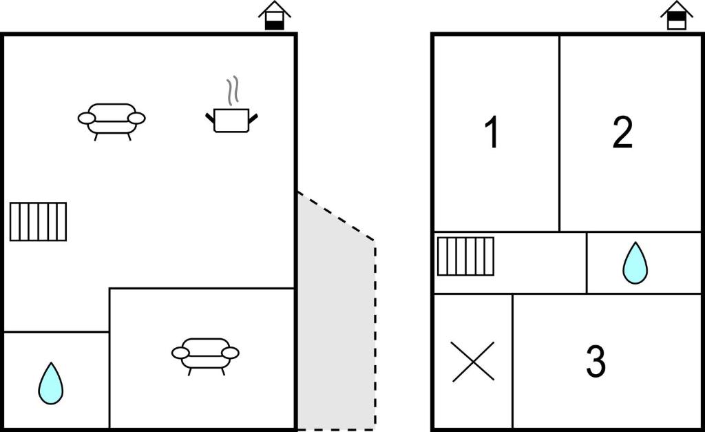 Plan piętra w obiekcie 3 Bedroom Awesome Home In Saint-Carreuc