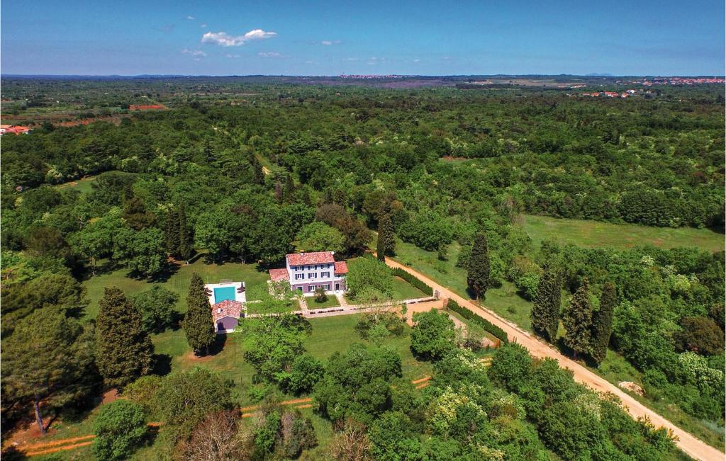 an overhead view of a large house in the forest at Pet Friendly Home In Valbandon With Kitchen in Fondole