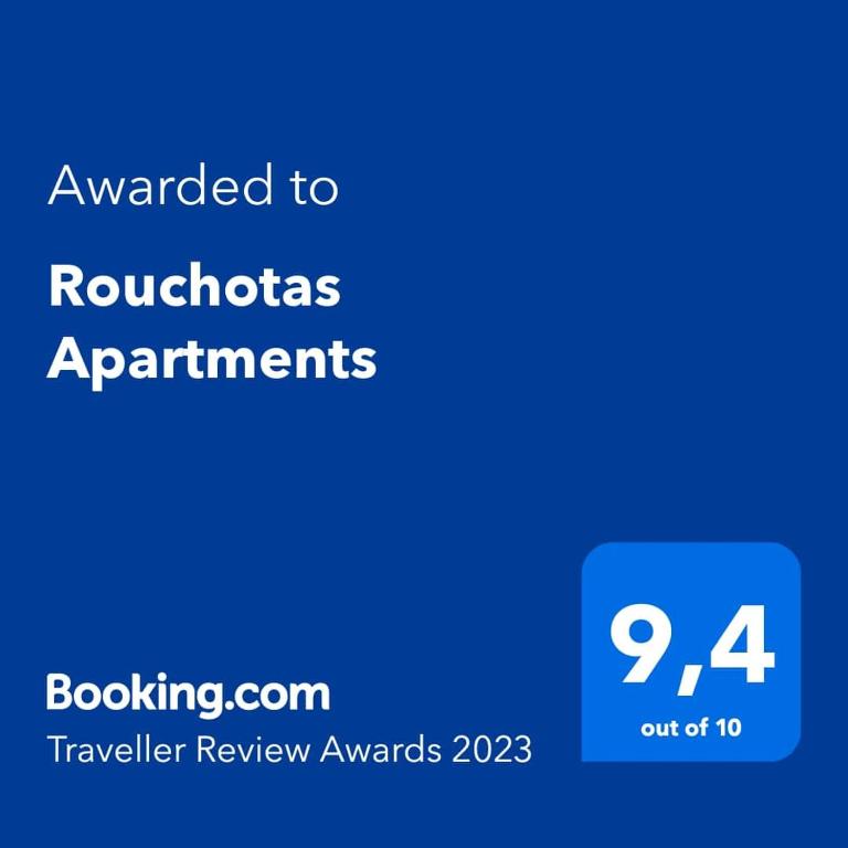 Certifikát, hodnocení, plakát nebo jiný dokument vystavený v ubytování Rouchotas Apartments