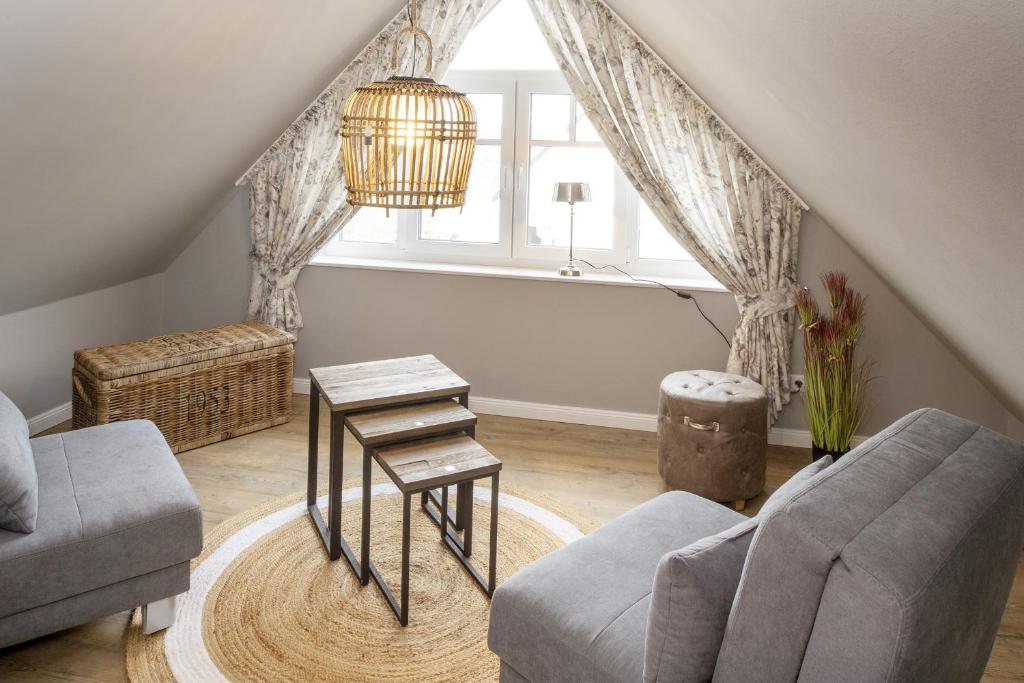 Posezení v ubytování Ferienwohnung Bootsmann
