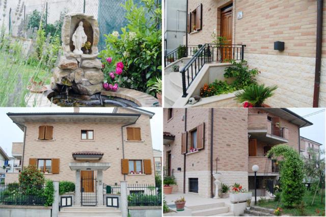 three pictures of a building with a statue and a fountain at AFFITTACAMERE La Tartaruga in Civitanova Marche