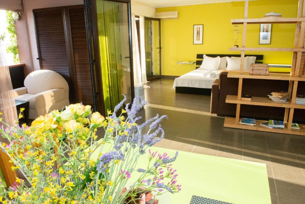 Postel nebo postele na pokoji v ubytování Tajo VIllas