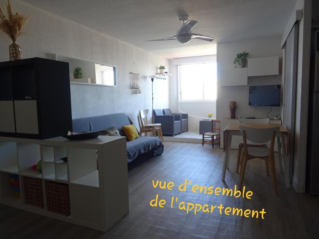 Televízia a/alebo spoločenská miestnosť v ubytovaní MARSEILLAN-PLAGE Appartement Coeur de sable