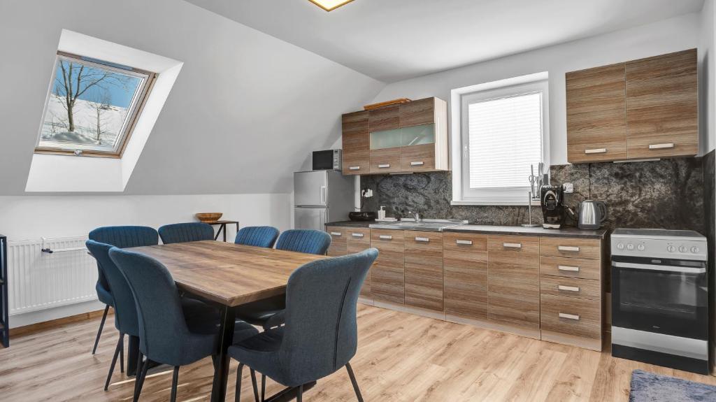 Kuchyň nebo kuchyňský kout v ubytování Apartmány Čtyřlístek