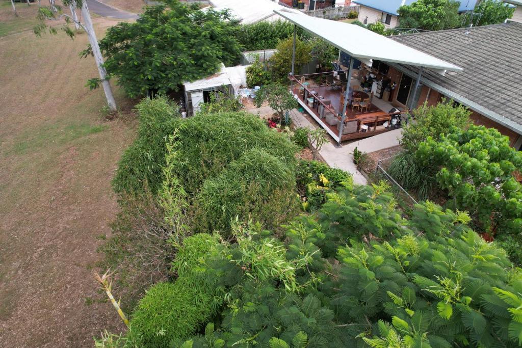 an aerial view of a house with a garden at Maryborough's Rainforest Retreat in Maryborough