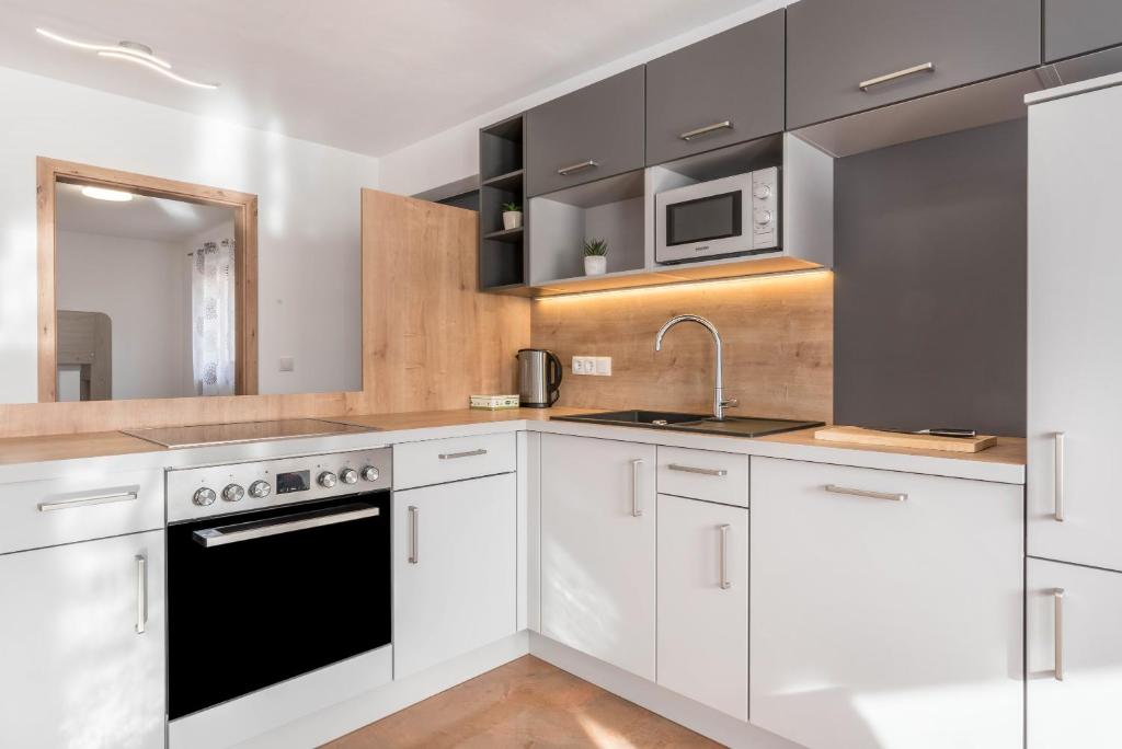 Kuchyň nebo kuchyňský kout v ubytování Trojer Apartment 1