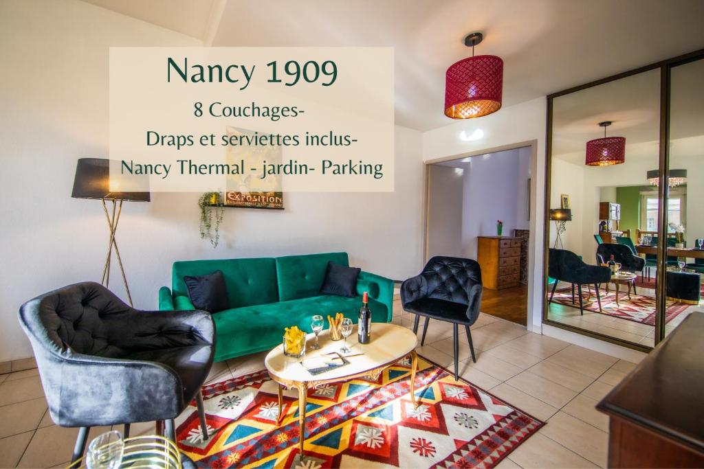 Гостиная зона в Nancy Thermal à 2 min -Le 1909- 8 pers- parking chez Julie