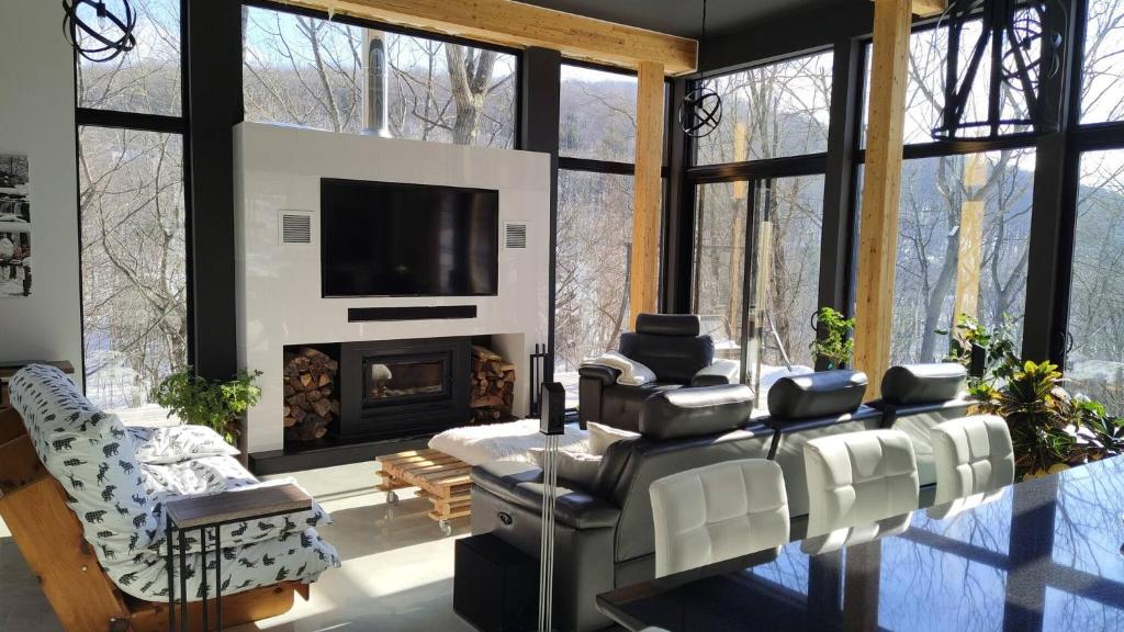 TV a/nebo společenská místnost v ubytování Magnifique Chalet En Montagne