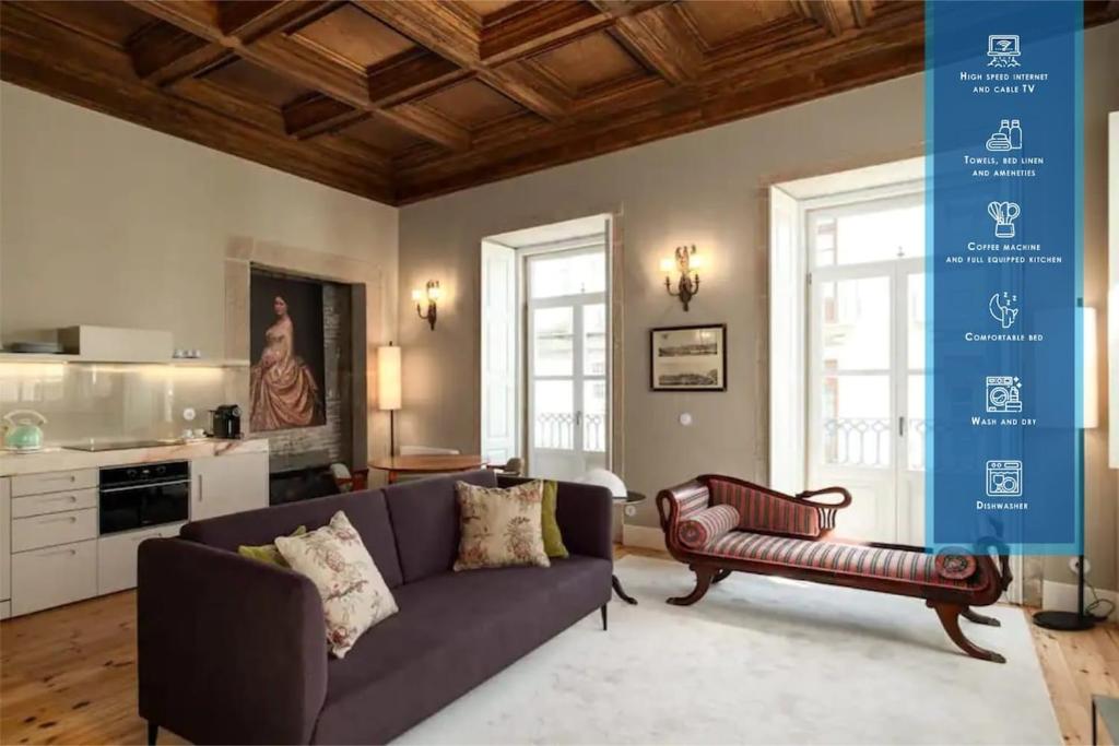 Posezení v ubytování Estefânia Luxury Apartment Historic House Downtown
