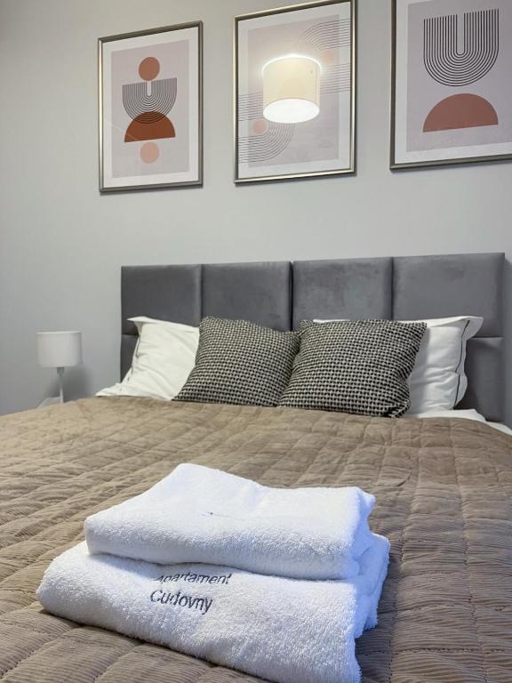 Posteľ alebo postele v izbe v ubytovaní Apartament Cudovny