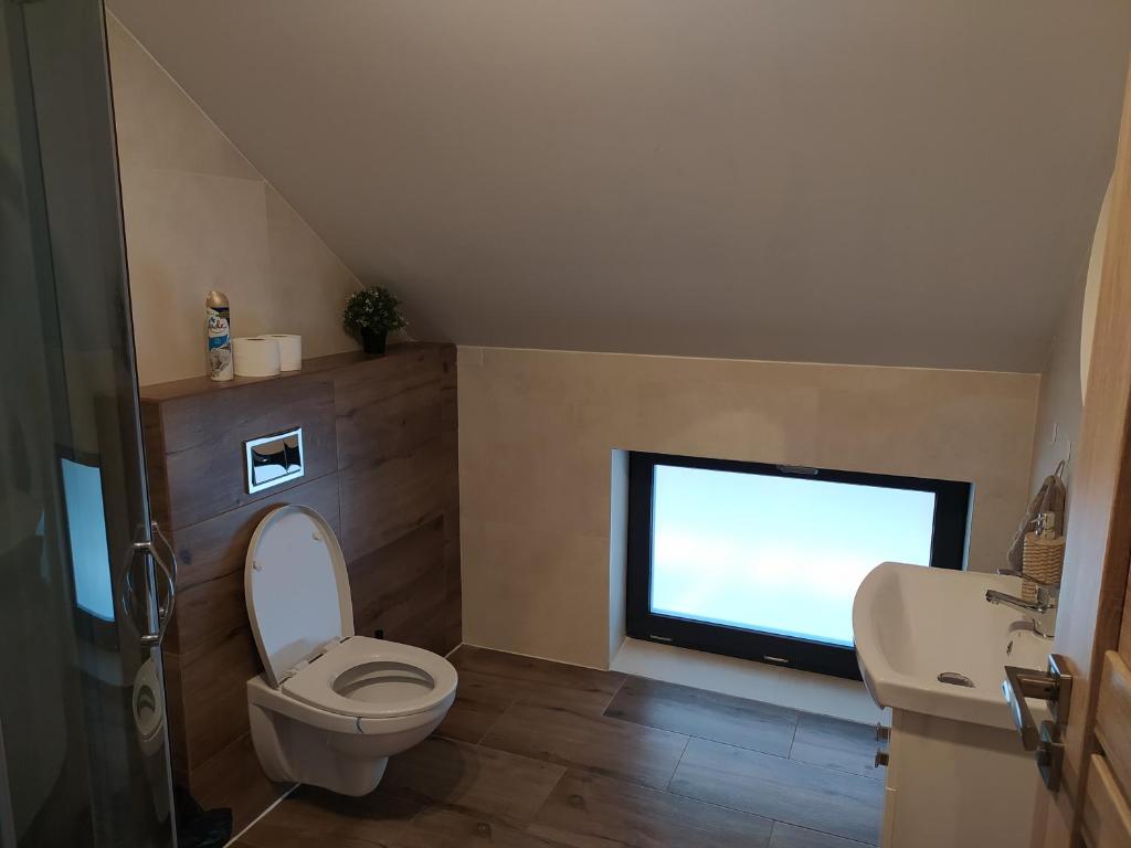 Koupelna v ubytování Apartmány U Kempu
