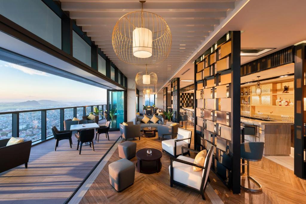 a rendering of a hotel lobby with a view at Melia Vinpearl Thanh Hoa in Thanh Hóa