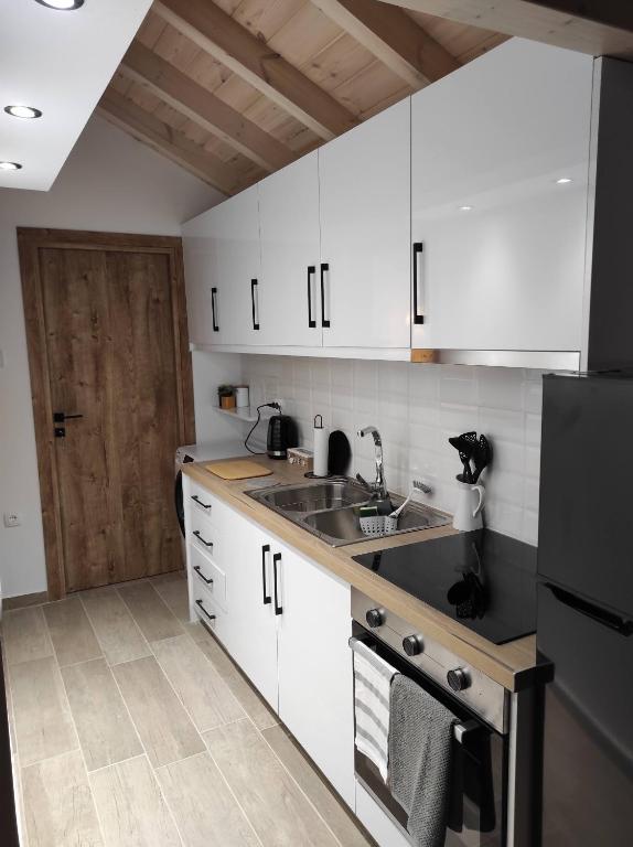 Kuchyň nebo kuchyňský kout v ubytování Garitsa Apartments B