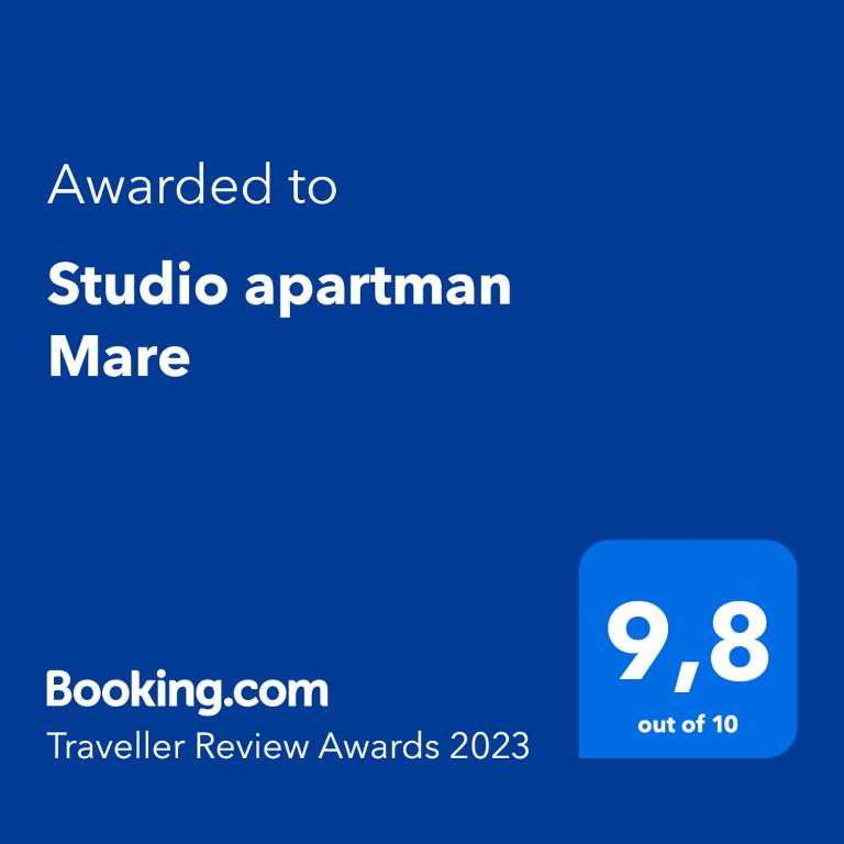 Certifikát, ocenenie alebo iný dokument vystavený v ubytovaní Studio apartman Mare