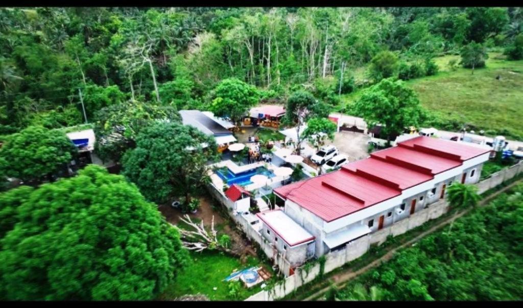 een luchtzicht op een huis met een rood dak bij Villa Susane in Balamban