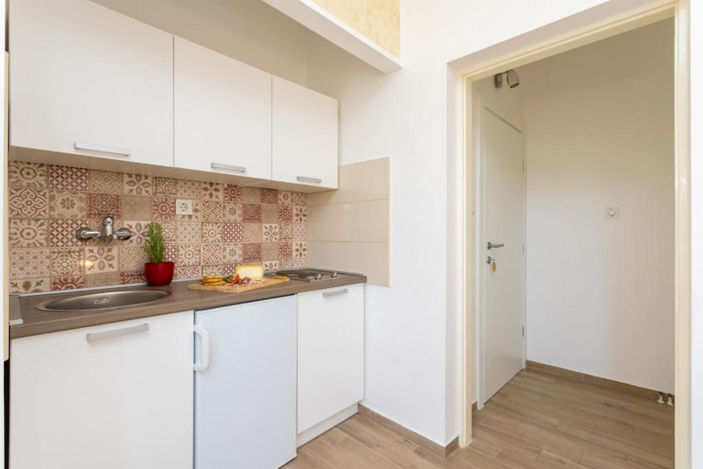 Kuchyň nebo kuchyňský kout v ubytování Apartments and Rooms Kod Keti