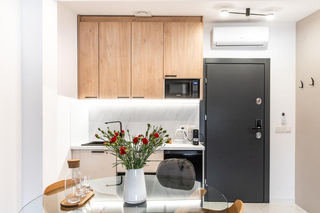 Kuchyň nebo kuchyňský kout v ubytování K20 Apartamenty Łódź - Dostęp na Kod