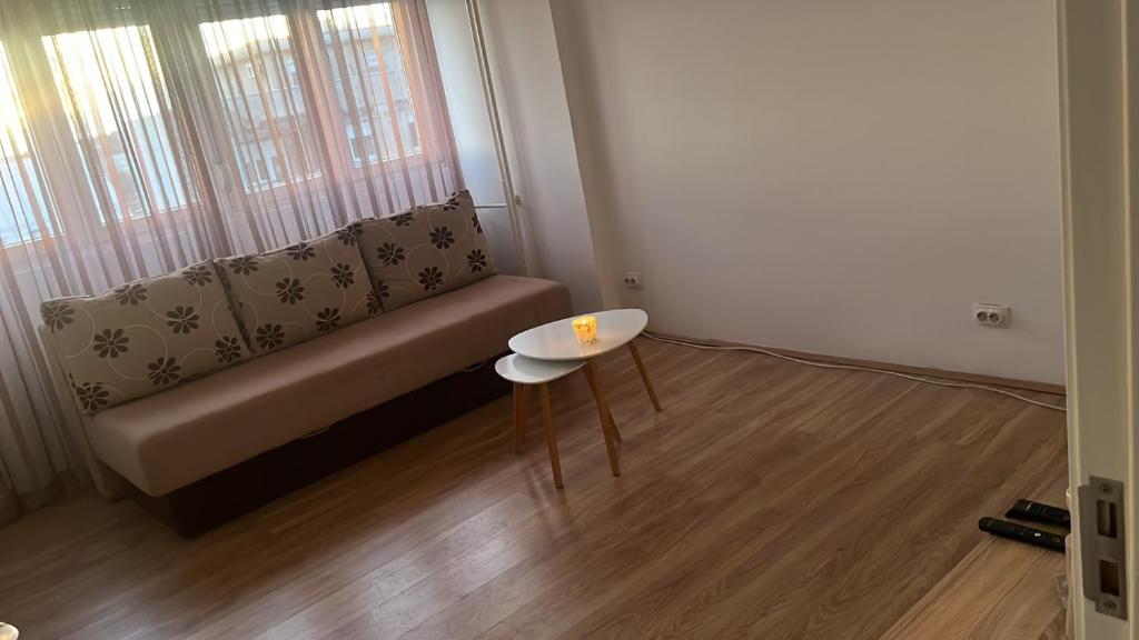 sala de estar con sofá y mesa en Apartman 9, en Voždivac