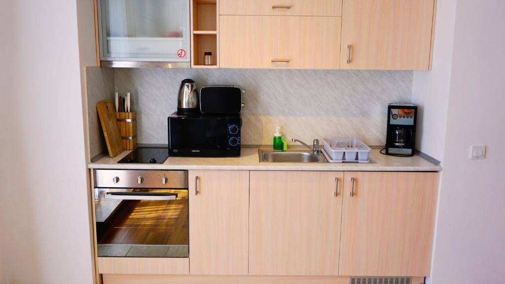 A kitchen or kitchenette at Byala Cliff Sea View Penthouse