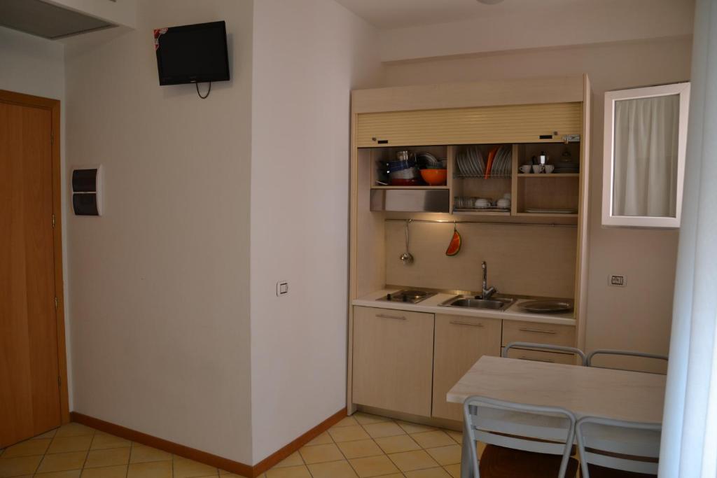 Kuchyň nebo kuchyňský kout v ubytování Hotel Ariston