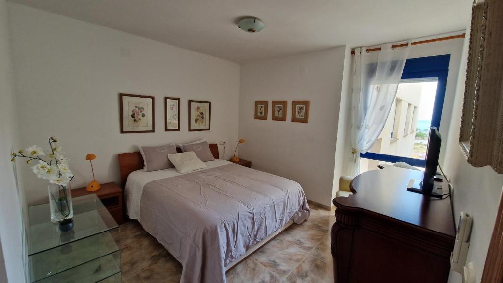 Ένα ή περισσότερα κρεβάτια σε δωμάτιο στο Appartement vue mer près de la plage et centre ville