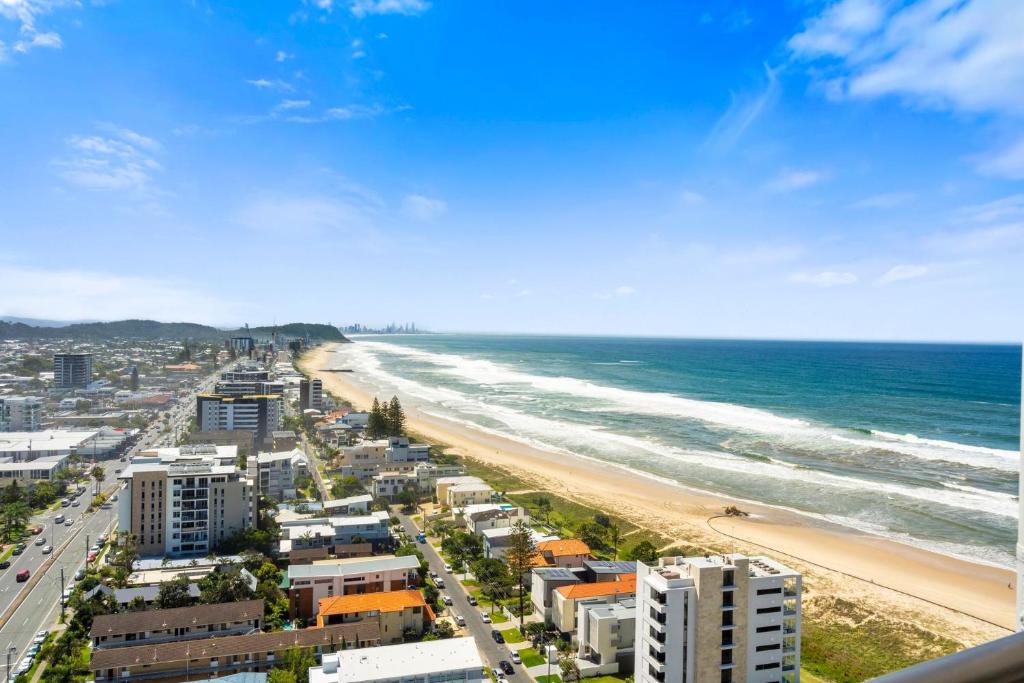 an aerial view of a beach and the ocean at Royal Palms 24 F in Gold Coast
