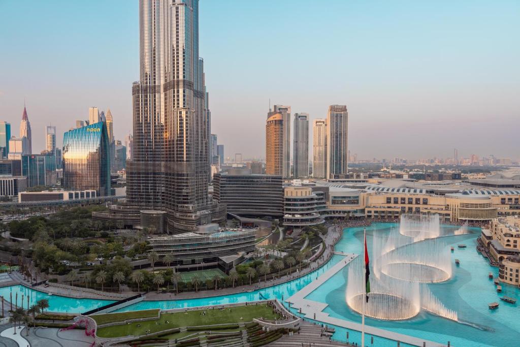 a view of a city with tall buildings at Elite Royal Apartment - Full Burj Khalifa & Fountain View - Premium in Dubai