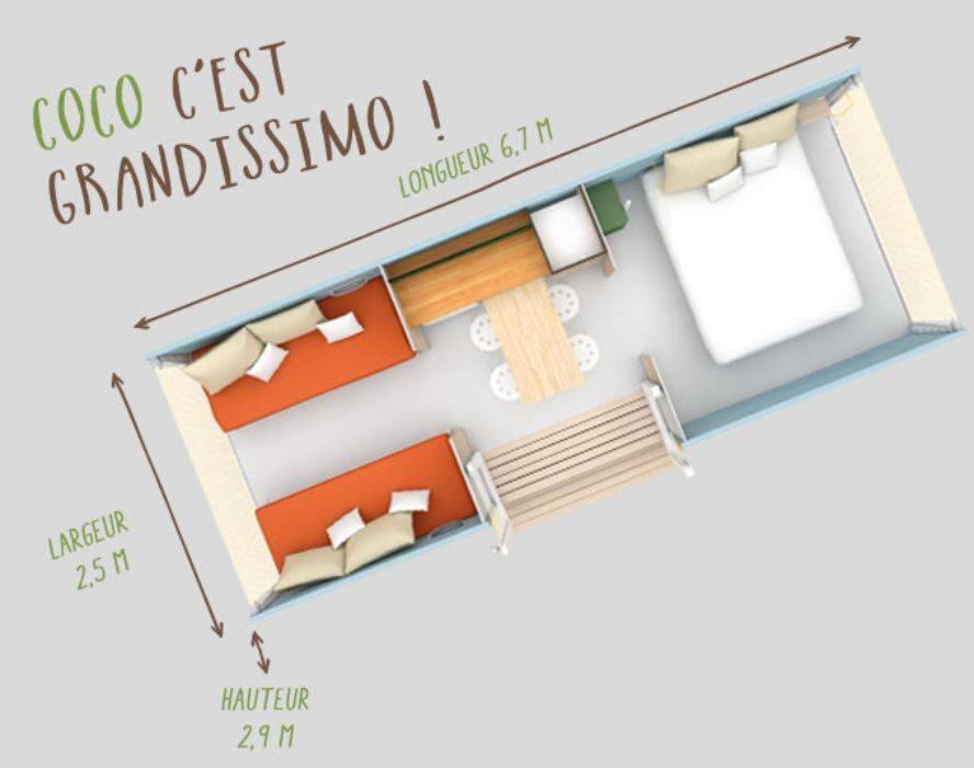 a rendering of a house with a floor plan at Les Insolites du vélodrome d&#39;Albert in Albert