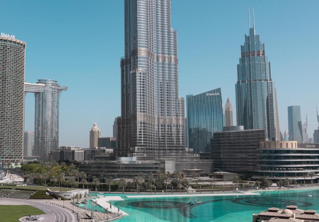 a view of a city with tall buildings at Elite Royal Apartment - Full Burj Khalifa & Fountain View - 2 bedrooms and 1 open bedroom without partition in Dubai