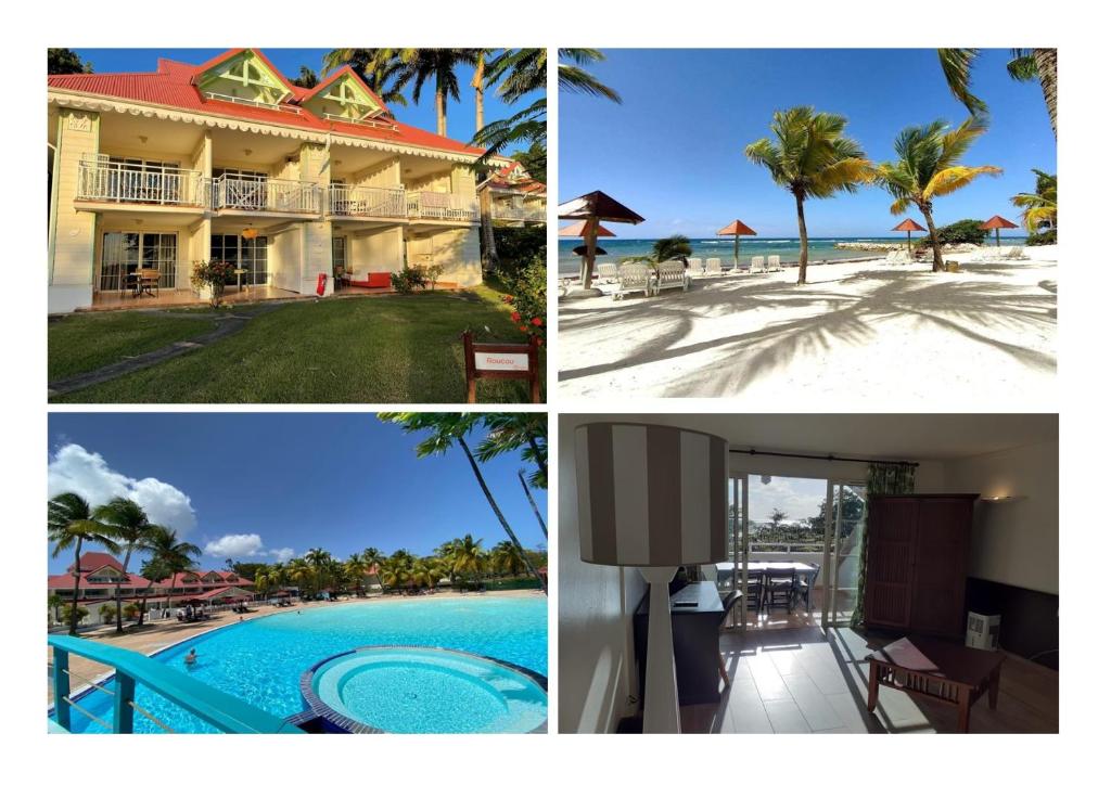 a collage of pictures of a resort and a swimming pool at Appartements village Pierre et Vacances vue mer Guadeloupe St Anne studios ou T3 in Sainte-Anne