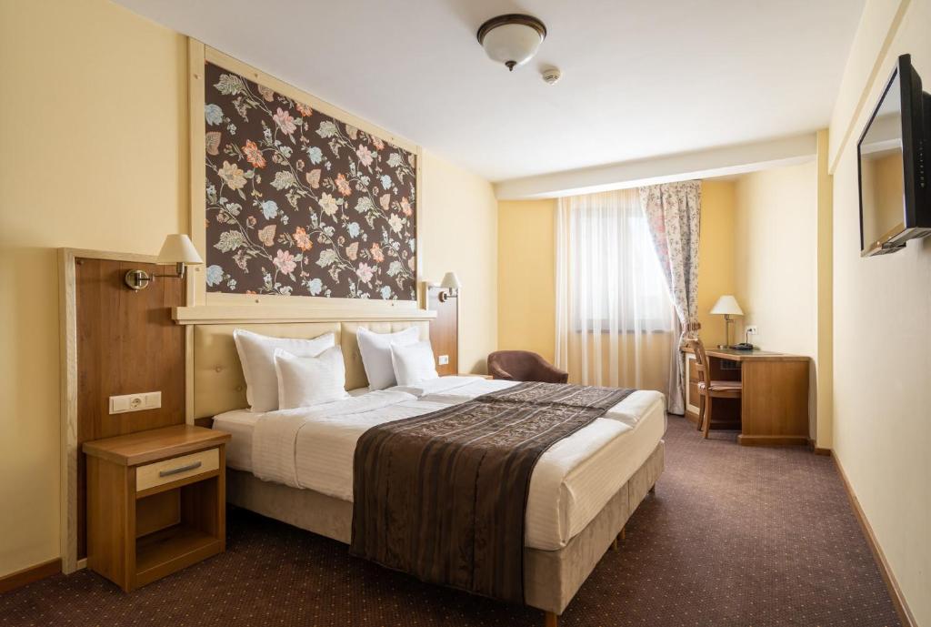 Postel nebo postele na pokoji v ubytování Hotel Leul de Aur