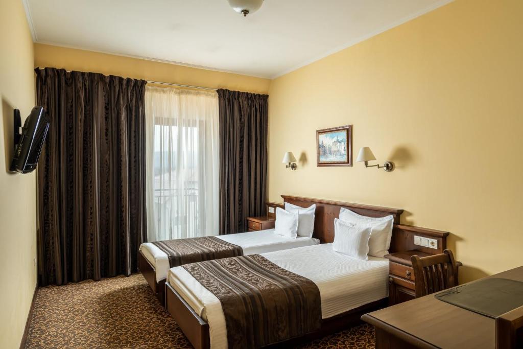 Postel nebo postele na pokoji v ubytování Hotel Leul de Aur